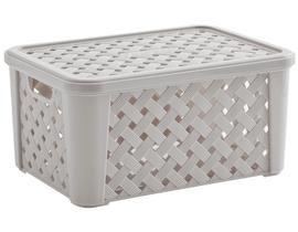 Caixa Organizadora Rattan 37 Litros Tampa 51X35X21Cm Creme