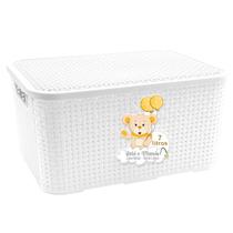 Caixa Organizadora Rattan Branca Com Tampa 7 Litros Linha Bebê e Mamãe Para Roupas E Brinquedos Caixa Organizadora Rattan Branca Com Tampa 7 Litros Linha Bebê e Mamãe Para Roupas E Brinquedos