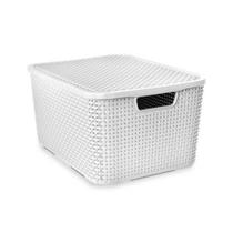 Caixa Organizadora Rattan Branco Grande Com Tampa 40 Litros Caixa Organizadora Rattan Branco Grande Com Tampa 40 Litros