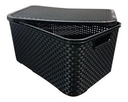Caixa Organizadora Rattan Cesto com Tampa 15L Organize com Estilo Caixa Organizadora Rattan Cesto com Tampa 15L Organize com Estilo