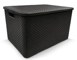 Caixa Organizadora Rattan Com Tampa 40 Litros Preto Arqplast 25603 Caixa Organizadora Rattan Com Tampa 40 Litros Preto Arqplast 25603