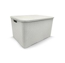 Caixa Organizadora Rattan Com Tampa 40L Branca Arqplast