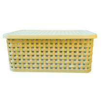 Caixa Organizadora Rattan com Tampa 4,2L Para Guarda-Roupa, Banheiro, Cozinha, Escritório Ideal para maquiagem, temperos