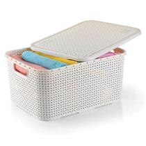 Caixa Organizadora Rattan Grande Branco 16 Litros Com Tampa Caixa Organizadora Rattan Grande Branco 16 Litros Com Tampa