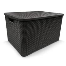 Caixa Organizadora Rattan Grande com Tampa 40 Litros - ArqPlast Caixa Organizadora Rattan Grande com Tampa 40 Litros - ArqPlast