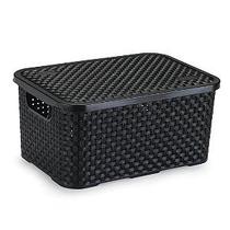 Caixa Organizadora Rattan Grande Preto 16 Litros Com Tampa Caixa Organizadora Rattan Grande Preto 16 Litros Com Tampa
