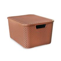 Caixa Organizadora Rattan Marrom 15 Litros C/ Tampa 25592 Arqplast
