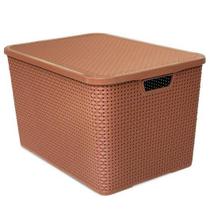 Caixa Organizadora Rattan Marrom 40 Litros Com Tampa 25602 - Arqplast