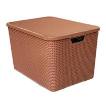 Caixa Organizadora Rattan Marrom 40 Litros com Tampa Arqplast