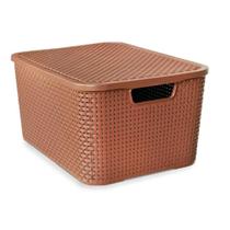 Caixa Organizadora Rattan Multiuso 7 Litros C/ Tampa Marrom
