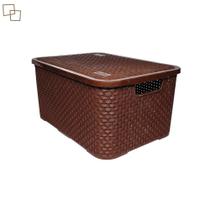 Caixa organizadora rattan plástico 14 litros para escritório brinquedos roupas multiuso Nitronplast