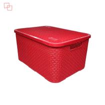 Caixa organizadora rattan plástico 14 litros para escritório brinquedos roupas multiuso Nitronplast