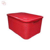 Caixa organizadora rattan plástico 14 litros para escritório brinquedos roupas multiuso Nitronplast