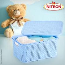 Caixa organizadora rattan plástico 14 litros para escritório brinquedos roupas multiuso Nitronplast