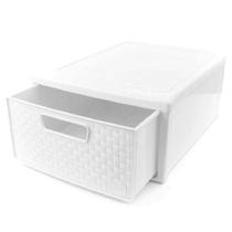Caixa Organizadora Rattan Plástico Branca Polipropileno - NitronPlast