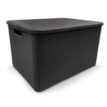 caixa organizadora rattan preta - 40 litros - ARQPLAST
