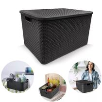Caixa Organizadora Rattan Preta 7 Litros C/ Tampa 25588 Arqplast Caixa Organizadora Rattan Preta 7 Litros C/ Tampa 25588 Arqplast