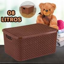 Caixa Organizadora Rattan REFORÇADA Cesto Organizador Marrom 8 litros Plástico Caixa Organizadora Rattan REFORÇADA Cesto Organizador Marrom 8 litros Plástico