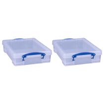 Caixa Organizadora Really Useful Box 4L com Tampa de Encaixe Transparente (2 Unidades)
