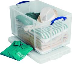 Caixa Organizadora Really Useful Box 84L Transparente com Trava de Clipe