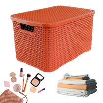 Caixa Organizadora Tampa Multiuso Terracota 7lts Armários Guarda Roupa Organização Decoração Dispensa