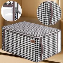 Caixa Organizadora TNT Roupas Edredom Com Visor Zíper Multiuso