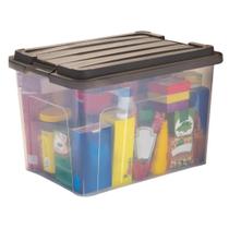 Caixa Organizadora Top Box Color Transparente C/ Trava 57L Caixa Organizadora Top Box Color Transparente C/ Trava 57L