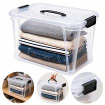 Caixa Organizadora Transparente 16,5L Container Multiuso Resistente Porta Alimentos Objetos Roupas Brinquedos Com Tampa Caixa Organizadora Transparente 16,5L Container Multiuso Resistente Porta Alimentos Objetos Roupas Brinquedos Com Tampa