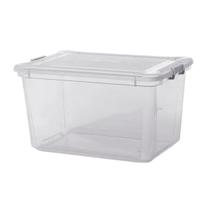 Caixa Organizadora Transparente 50l Tampa Com Travas Baú Resistente Empilhável Caixa Organizadora Transparente 50l Tampa Com Travas Baú Resistente Empilhável