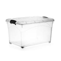 Caixa Organizadora Transparente 95L Com Travas e Rodinhas