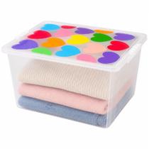 Caixa Organizadora Transparente Grande Decorada 28L Multiuso Guarda Roupa 28 Litros Brinquedos Porta Objetos Tampa Corac Caixa Organizadora Transparente Grande Decorada 28L Multiuso Guarda Roupa 28 Litros Brinquedos Porta Objetos Tampa Corac