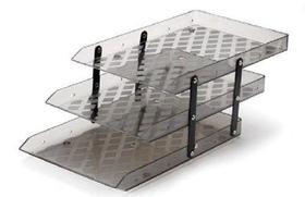 Caixa Organizadora Tripla Móvel De Mesa Fumê