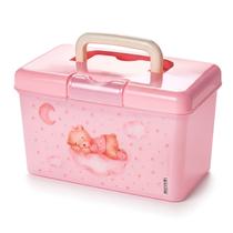 Caixa Organizadora Ursa Rosa 1,7 Litros Farmácia Bebê Maletinha Para Remédios Infantil