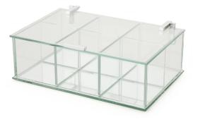 Caixa Organizadora Vidro Espelhado Alumínio 6 Divisórias