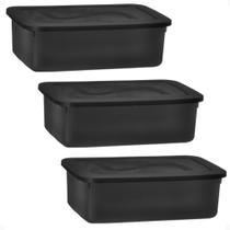 Caixa Organize 14l c/tampa Black Conjunto c/ 3 unid.
