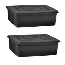 Caixa Organize 18l c/tampa Black Conjunto c/2 unid