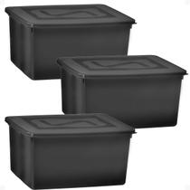 Caixa Organize 31l c/tampa Black Conjunto c/3 unid