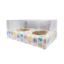 Caixa Ovo de Colher Dois Meio Ovo de 250g 20,5cm x 17cm x 6,5cm Ovos Coloridos 5 unidades Assk Rizzo