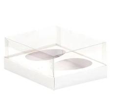Caixa Ovo de Colher Duplo - Meio Ovo de 250g - 20,5cm x 17cm x 6,5cm - Branca - 5unidades - Assk - Páscoa