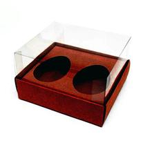 Caixa Ovo de Colher Duplo - Meio Ovo de 50g - 10cm x 10cm x 4cm - Marrom - 5unidades - Assk - Páscoa Rizzo Embalagens