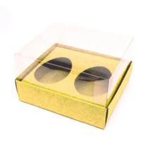 Caixa Ovo de Colher Duplo - Meio Ovo de 50g - 10cmx10cmx4cm - Ouro - 5uni - Assk - Rizzo