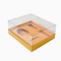 Caixa Ovo de Colher Kit Confeiteiro - Meio Ovo de 100g a 150g - 20,5cm x 17cm x 6,5cm - Ouro - 5un.