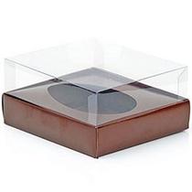 Caixa Ovo de Colher - Meio Ovo de 500g - 20,5cm x 17cm x 6,5cm - Marrom - 5unidades - Assk - Páscoa Rizzo Embalagens