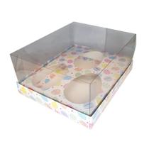 Caixa Ovo de Colher Três Meio Ovo de 100g a 150g 20cm x 17cm x 6,5cm Ovos Coloridos 5 unidades Assk Rizzo