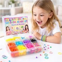 Caixa Pack Maleta Reforçada Infantil Miçangas DIY 1200 Fábrica Portátil de Pulseiras 1200 Peças Coloridas Elástico Divertido Criatividade Penteados Caixa Pack Maleta Reforçada Infantil Miçangas DIY 1200 Fábrica Portátil de Pulseiras 1200 Peças Coloridas Elástico Divertido Criatividade Penteados