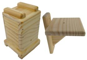 Caixa Para Abelha Jataí 12x12 Cm Interno com 2 melgueiras + Suporte De Parede