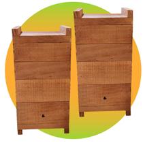 Caixa Para Abelhas Jataí, 2 Unidades 12X12 Interno Madeira Tratada Com Verniz Sem Cheiro Madeira De Pinus , Jataí, Mirim, Sem Ferrão