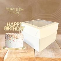 Caixa para Bolo Alto com Visor - Tamanho Ajustável para Bolos de 20x20 e 26x26 cm - Altura de 20 a 25 cm - Pacote com 10 Unidades Caixa para Bolo Alto com Visor - Tamanho Ajustável para Bolos de 20x20 e 26x26 cm - Altura de 20 a 25 cm - Pacote com 10 Unidades