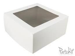 Caixa para bolo cor branca com visor 42x42x12cm 1 un patchii