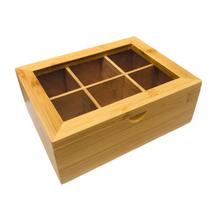 Caixa Para Chá Cápsula Sachê Multiuso Com Tampa De Bambu 16x21cm Caixa Para Chá Cápsula Sachê Multiuso Com Tampa De Bambu 16x21cm